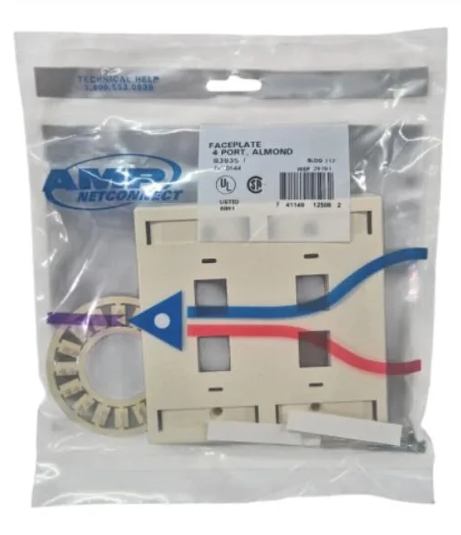 Espelho/Faceplate CommScope AMP NetConnect 4 Portas Creme, CommScope 4 portas